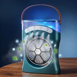 Ventilateur Brumisateur de Bureau Portable USB avec Éclairage - مروحة المكتب الذكية برذاذ الماء والترطيب بـ 3 سرعات 1