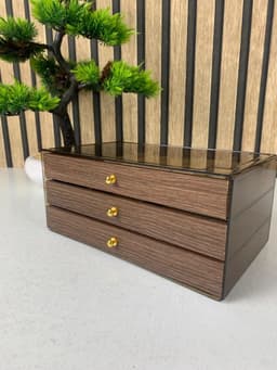 Coffret à bijoux en bois à 3 niveaux très élégant couleur noyer – علبة تنظيم المجوهرات 7