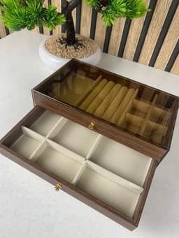 Coffret à bijoux en bois à 3 niveaux très élégant couleur noyer – علبة تنظيم المجوهرات 8