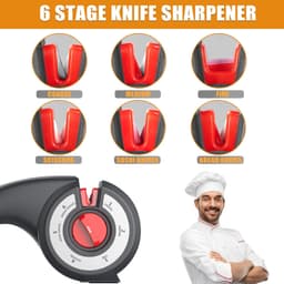 Aiguiseur de couteaux de cuisine 6 en 1 avec bouton rotatif multifonction - مسن سكاكين 2