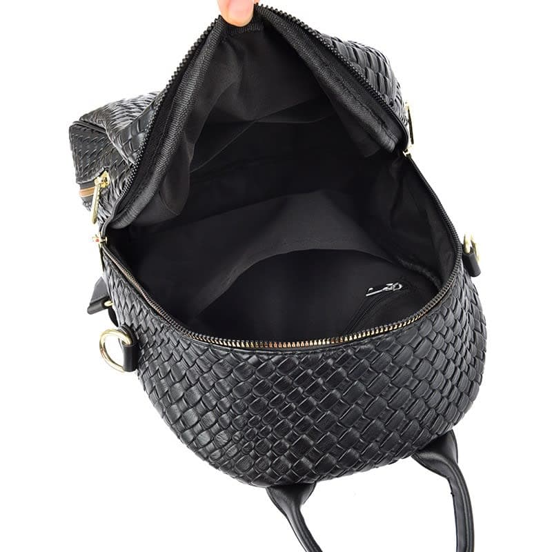 Sac à Dos Femme en Cuir Tressé Élégant avec Ceinture D'Épaule Convertible - حقيبة ظهر جلدية للنساء بتصميم فاخر