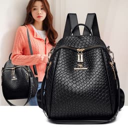 Sac à Dos Femme en Cuir Tressé Élégant avec Ceinture D'Épaule Convertible - حقيبة ظهر جلدية للنساء بتصميم فاخر 3